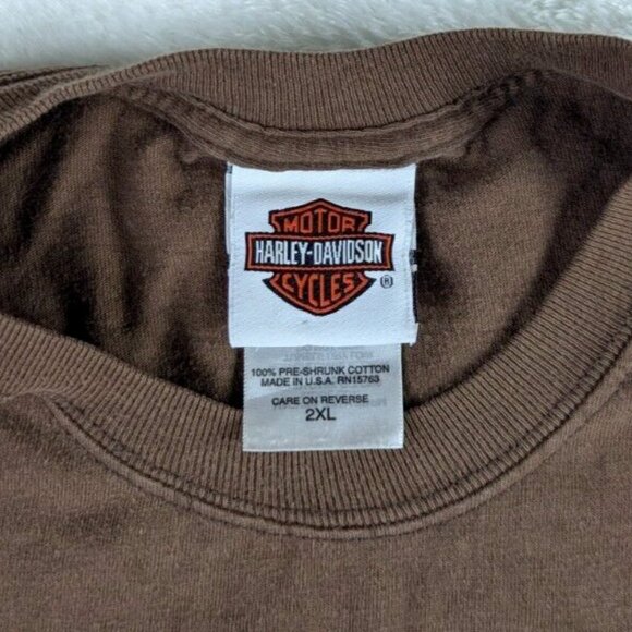 Vintage Y2K Harley Davidson Pocket T Shirt Mens 2XL Eagle Biker Great Lakes USA - Picture 3 of 9